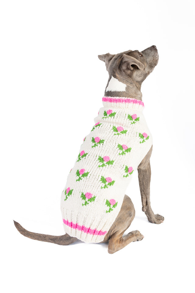 Rose Bud Knit Dog Sweater
