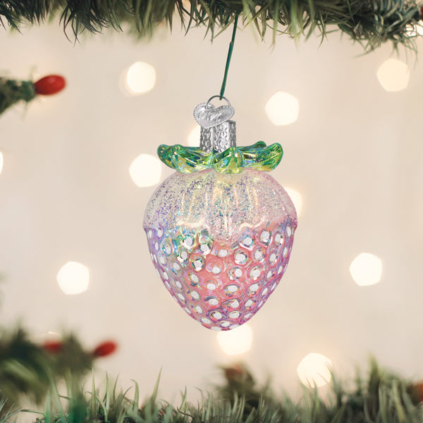 Old World Christmas: Shimmering Strawberry Christmas Ornament