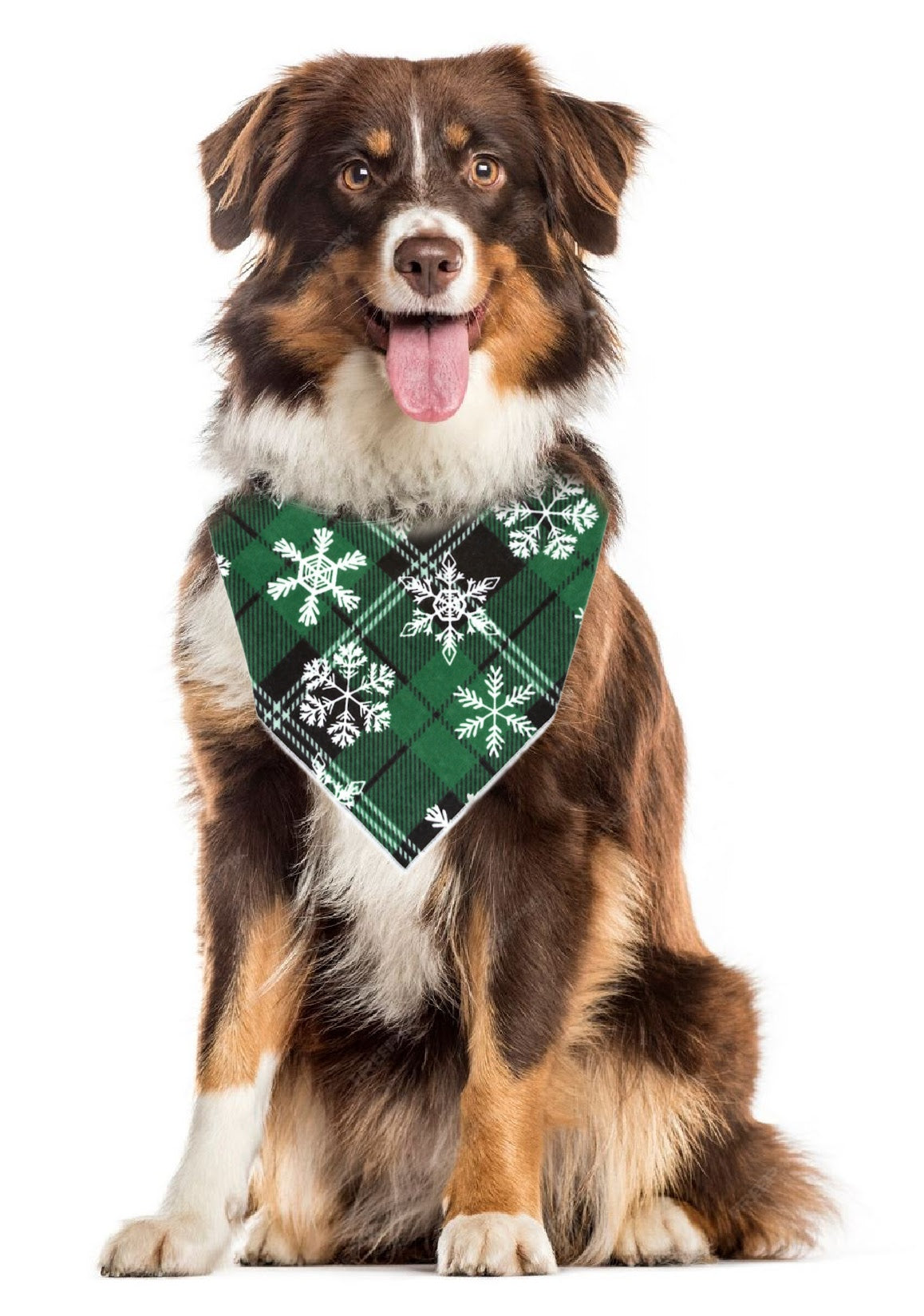 Green Flannel Snowflake Pet Bandana
