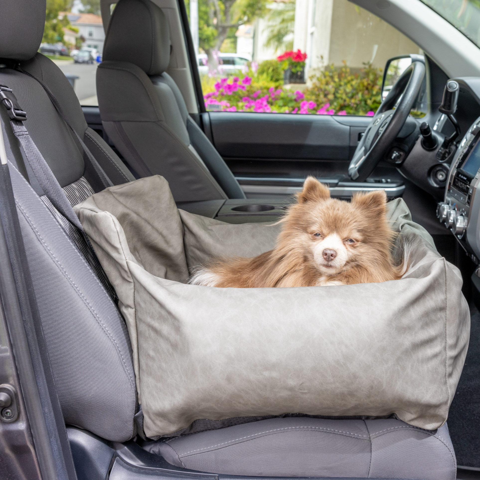 PupProtector Faux Leather Memory Foam Dog Car Bed Slate Gray