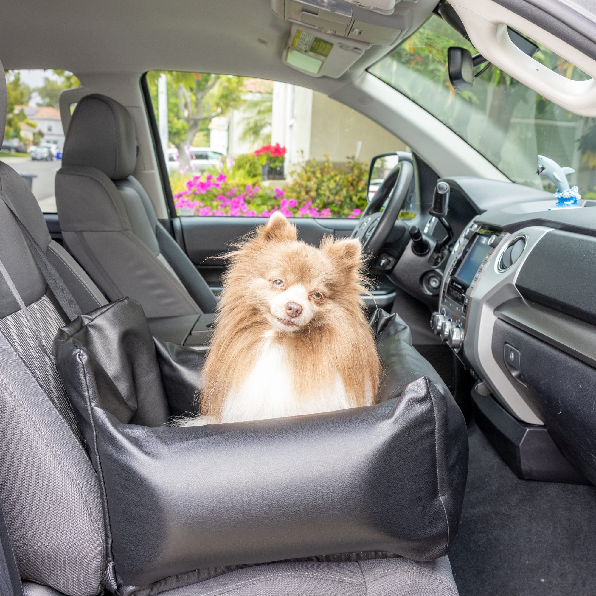 Pupprotector Faux Leather Memory Foam Dog Car Bed Black
