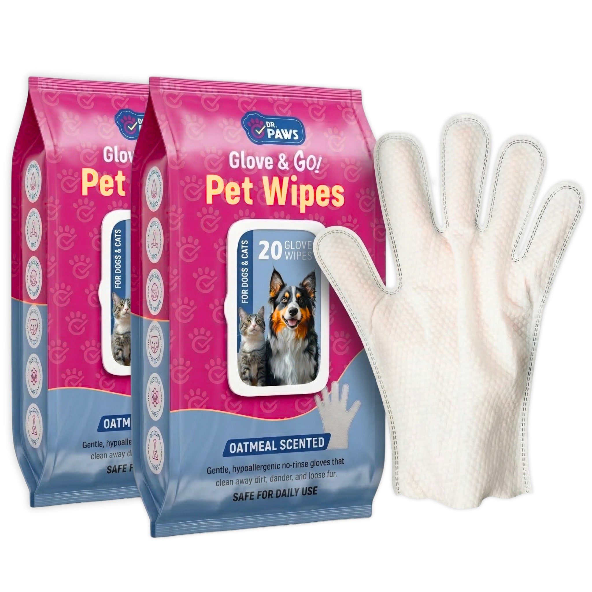 Glove & Go! Glove Grooming Wipes for Dogs & Cats (20 Count)
