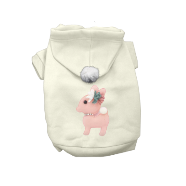 Bark 5th Ave., LLC Enchanted Fawn Winter Hoodie Plush Pink pet supplies