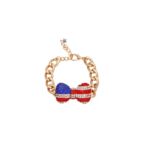 My Patriotic Bow Dog Necklace