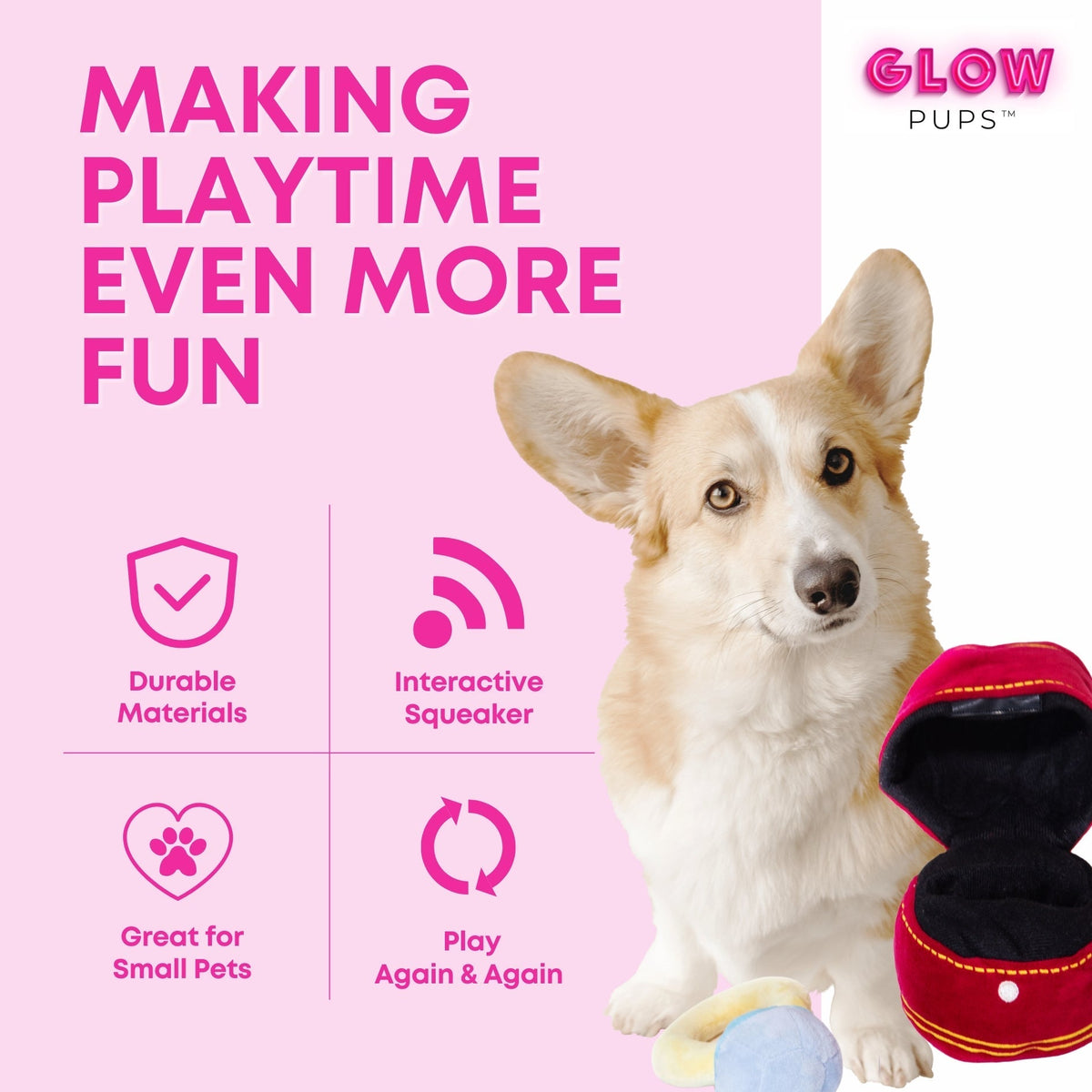 Glow Pups: Engagement Ring Squeaky Plush Dog Toy