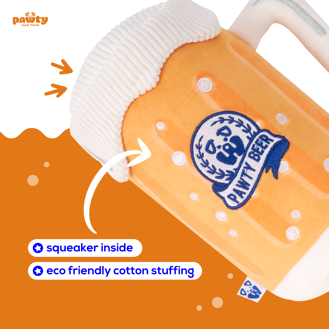 Pet Toy: PAWTY BEER PLUSH DOG TOY