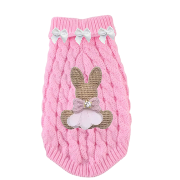 The Bunny Bow Luxe Knit Dog Sweater