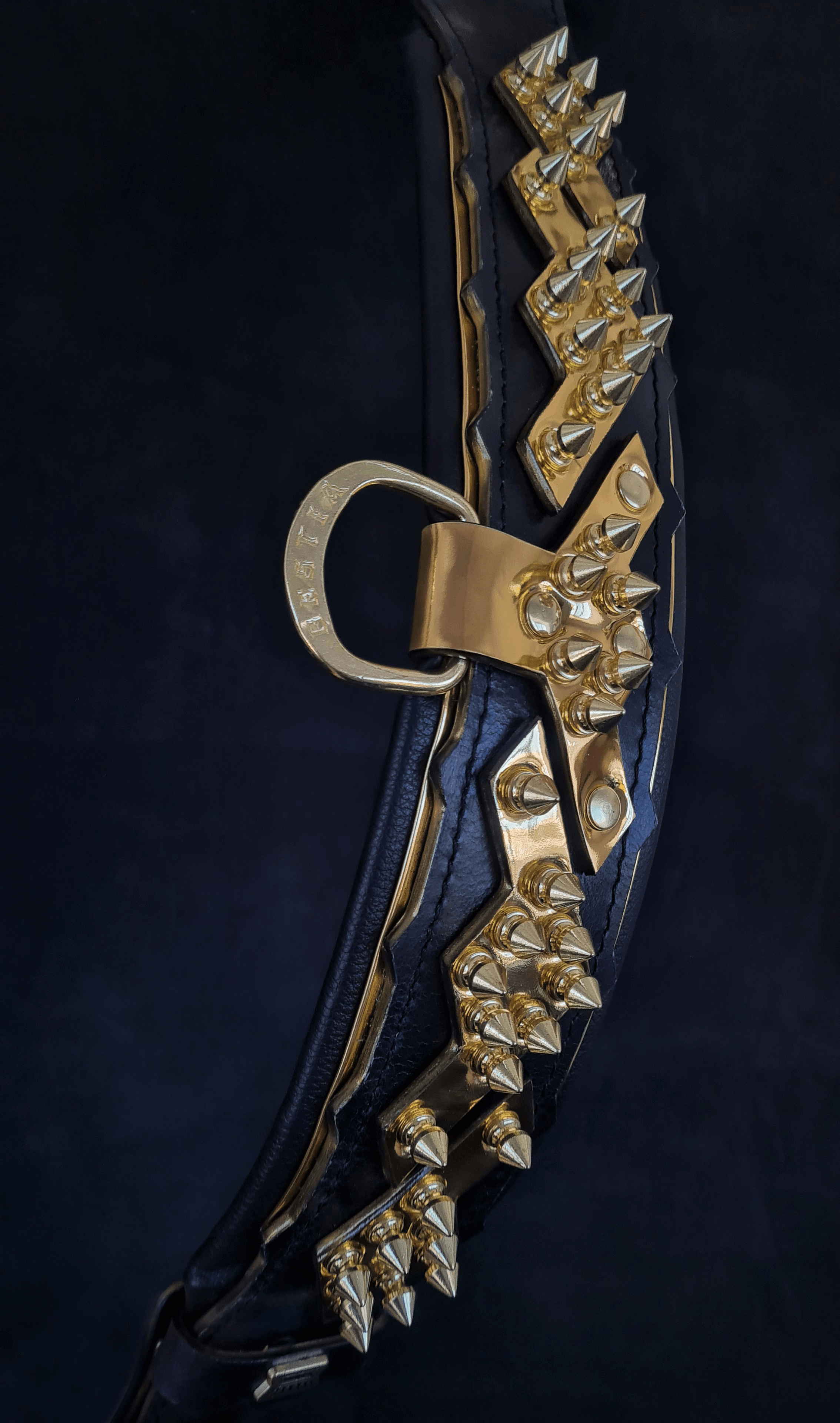 Bestia Dog Gear Genuine Leather Dog Collar - Gold 