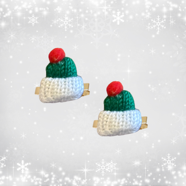 Festive Knit Pom-Pup Dog Hair Barrette
