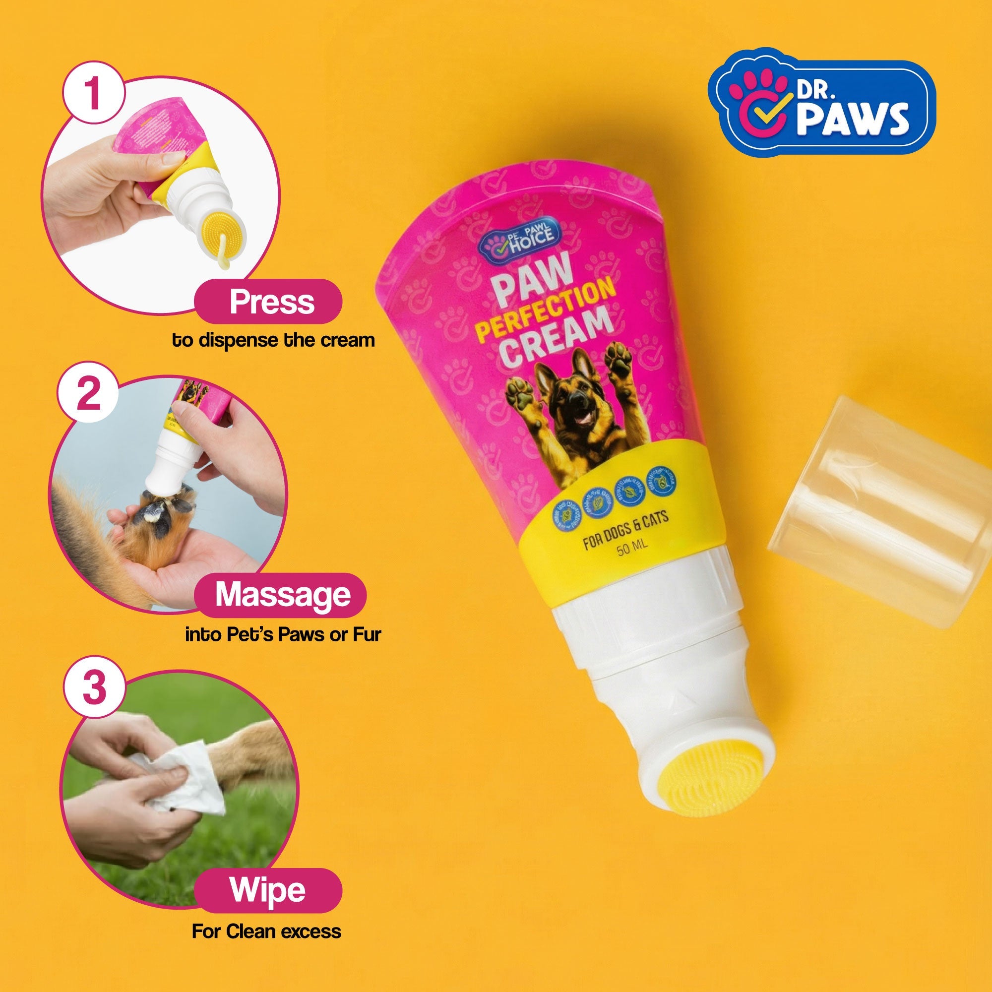 Paw Perfection Cream - Dog Paw Protector & Healing Balm with Soft Tip Applicator