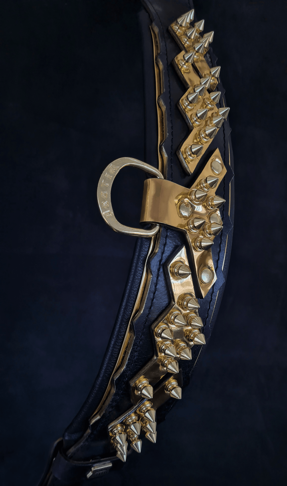 Bestia Midas Gold Leather Dog Collar