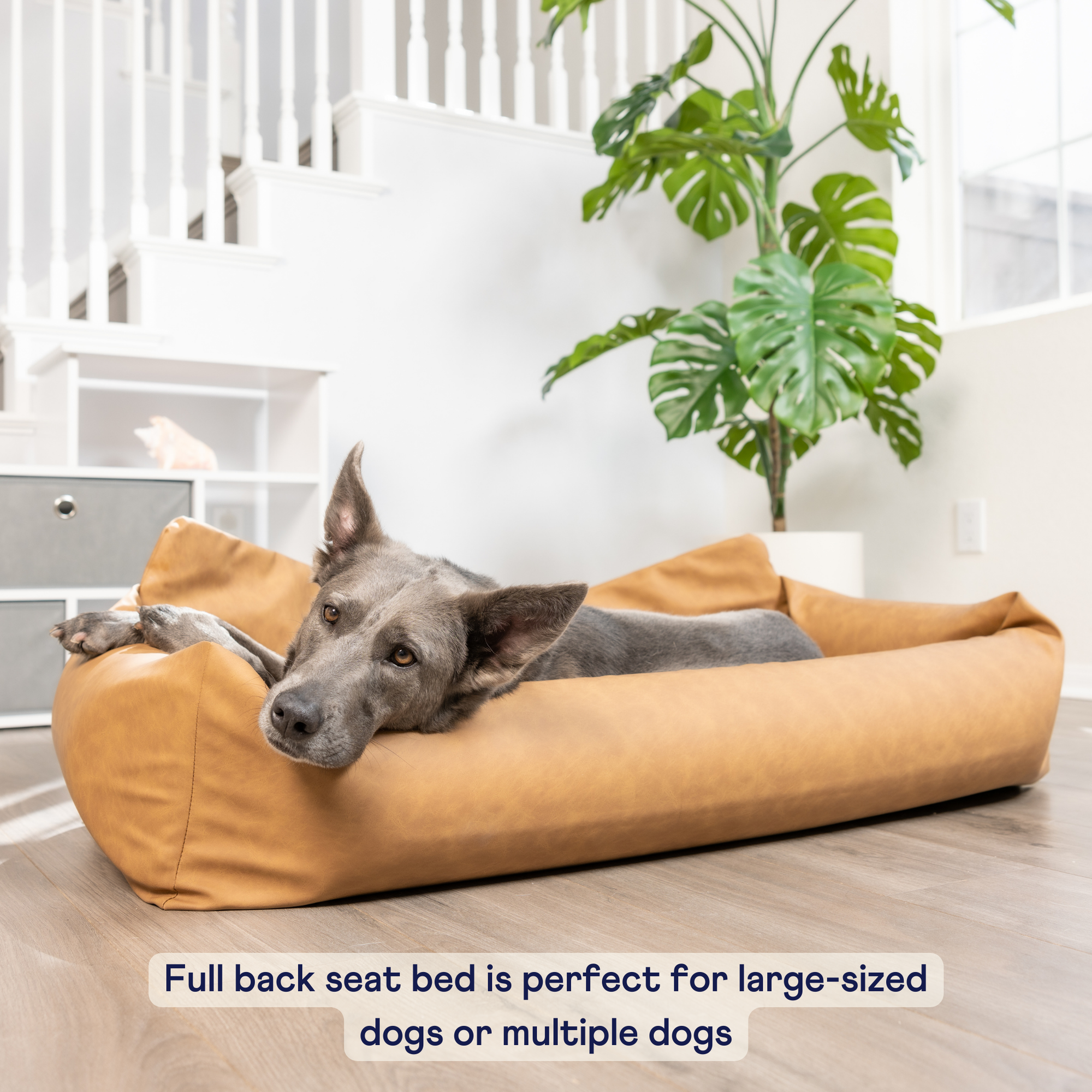 PupProtector Faux Leather Memory Foam Dog Car Bed Camel
