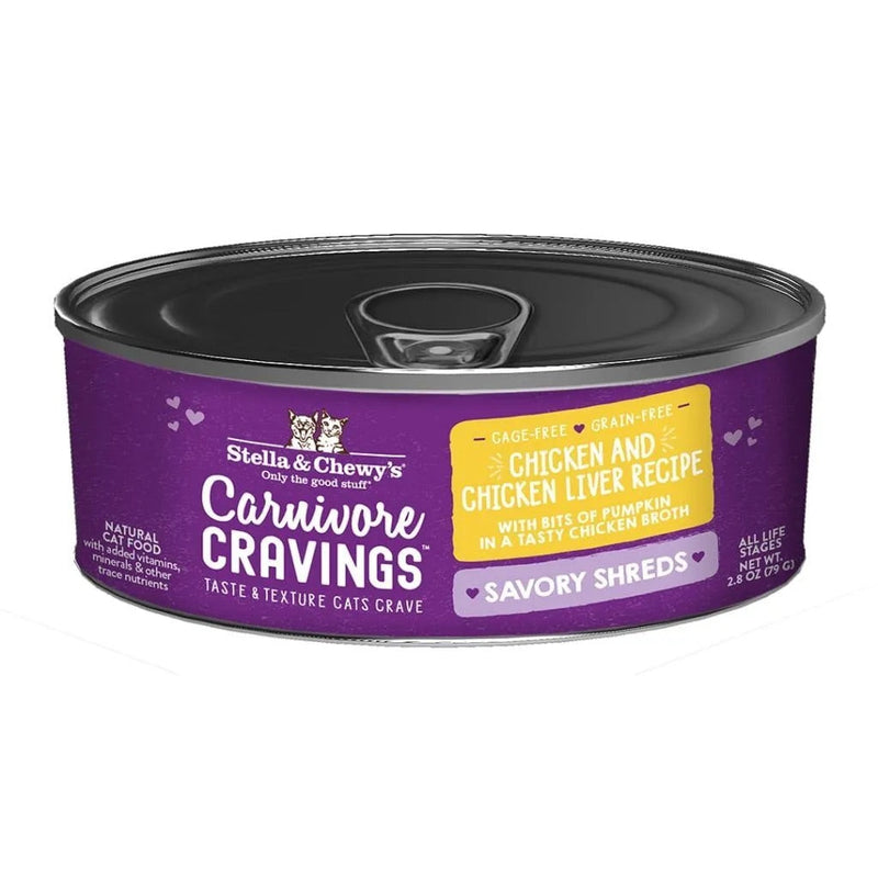 Stella & Chewys Carnivore Cravings Shredded Chicken and Chicken Liver Cat Cans (2.8oz)