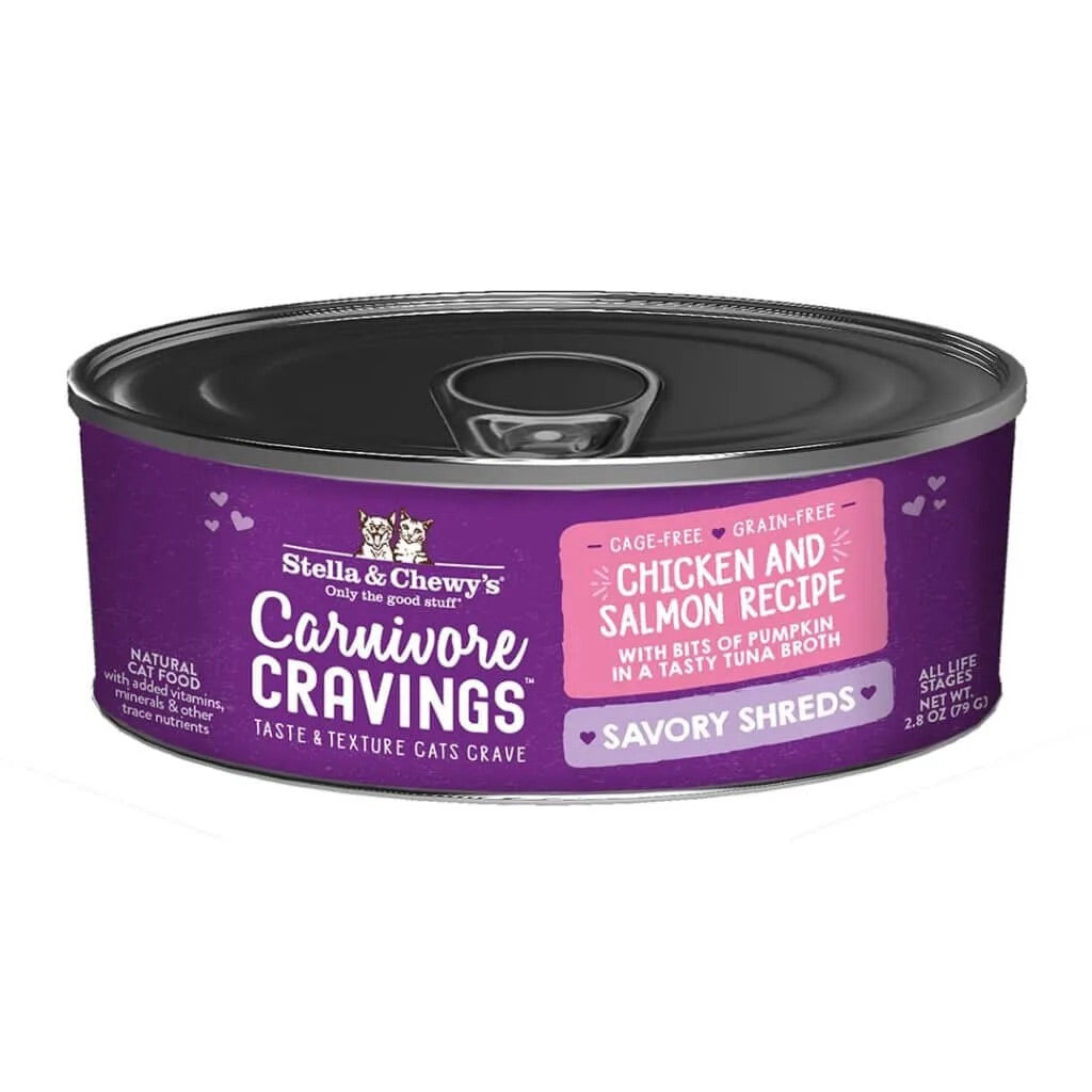 Stella & Chewys Carnivore Cravings Shredded Chicken and Salmon Cat Cans (2.8oz)