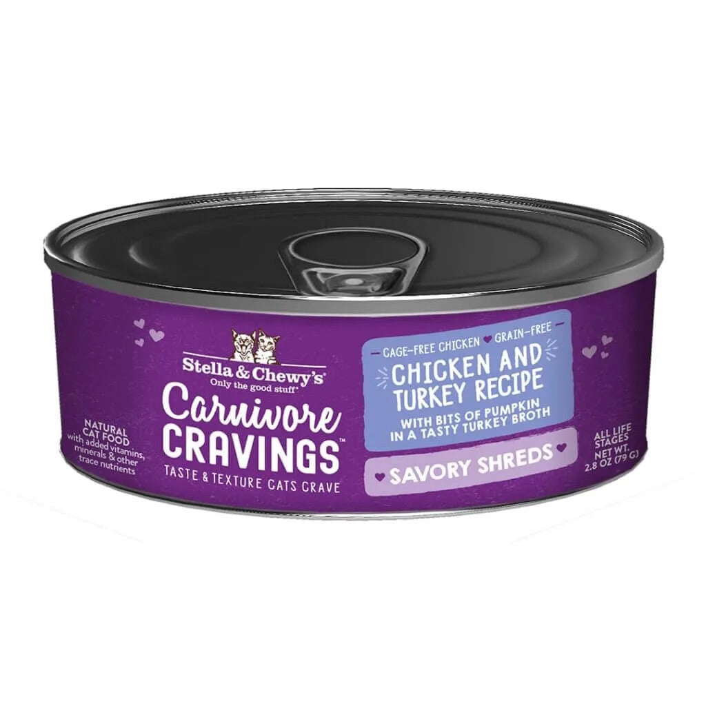 Stella & Chewys Carnivore Cravings Shredded Chicken & Turkey Cat Cans (2.8oz)