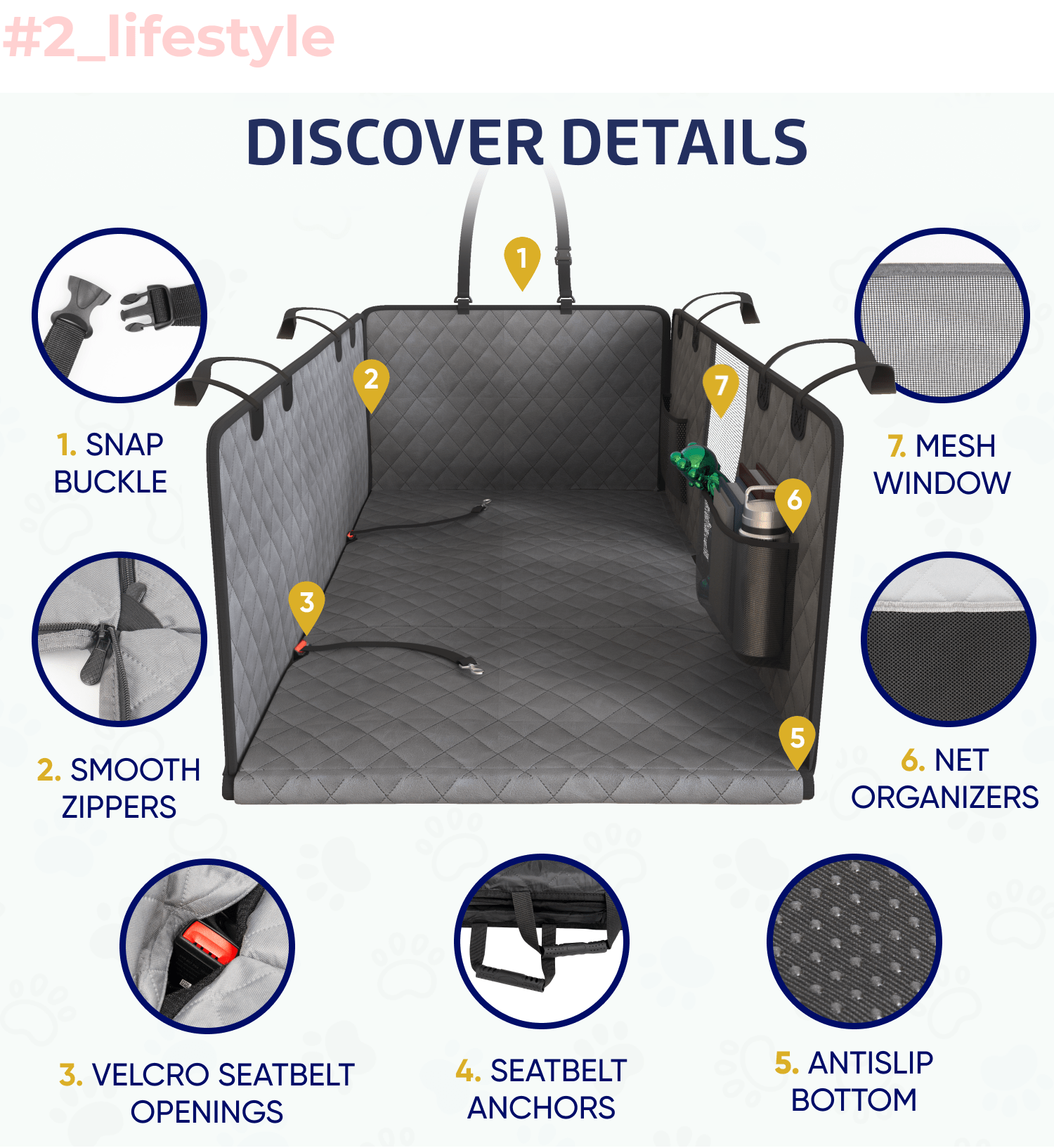 Large Seat Guard Waterproof Back Seat Extended Cover With Mesh Window Storage Pockets | HT Animal Supply