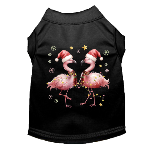 Festive Flamingo Holiday Dog T-Shirt or Dress