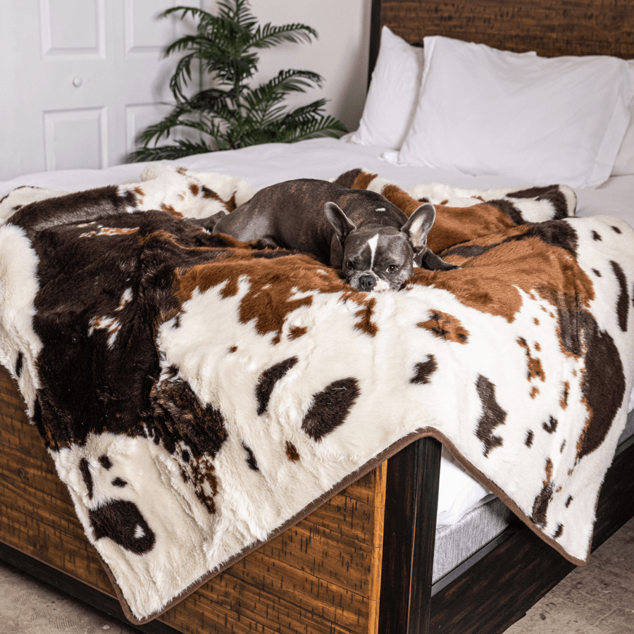 PupProtector Waterproof Throw Blanket Brown Faux Cowhide