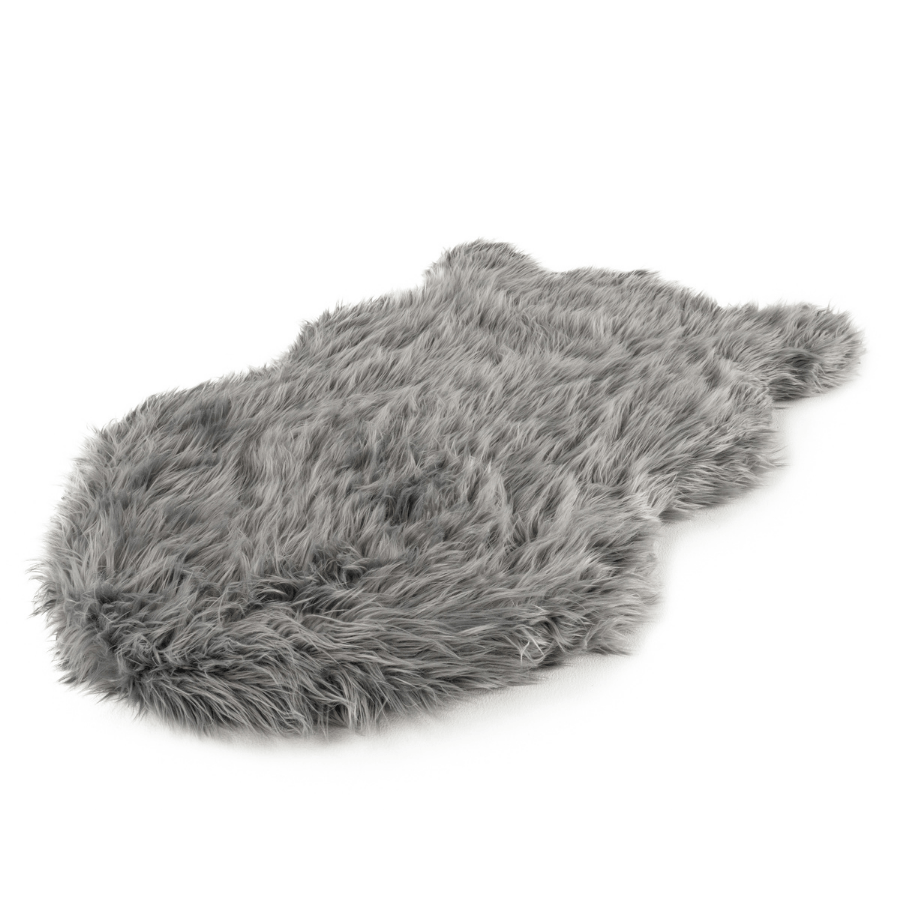 Puprug Faux Fur Orthopedic Dog Bed Curve Charcoal Grey