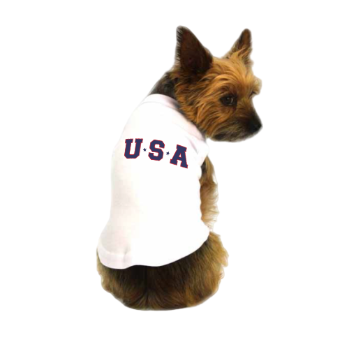 Star-Spangled Pup White USA Dog T-Shirt