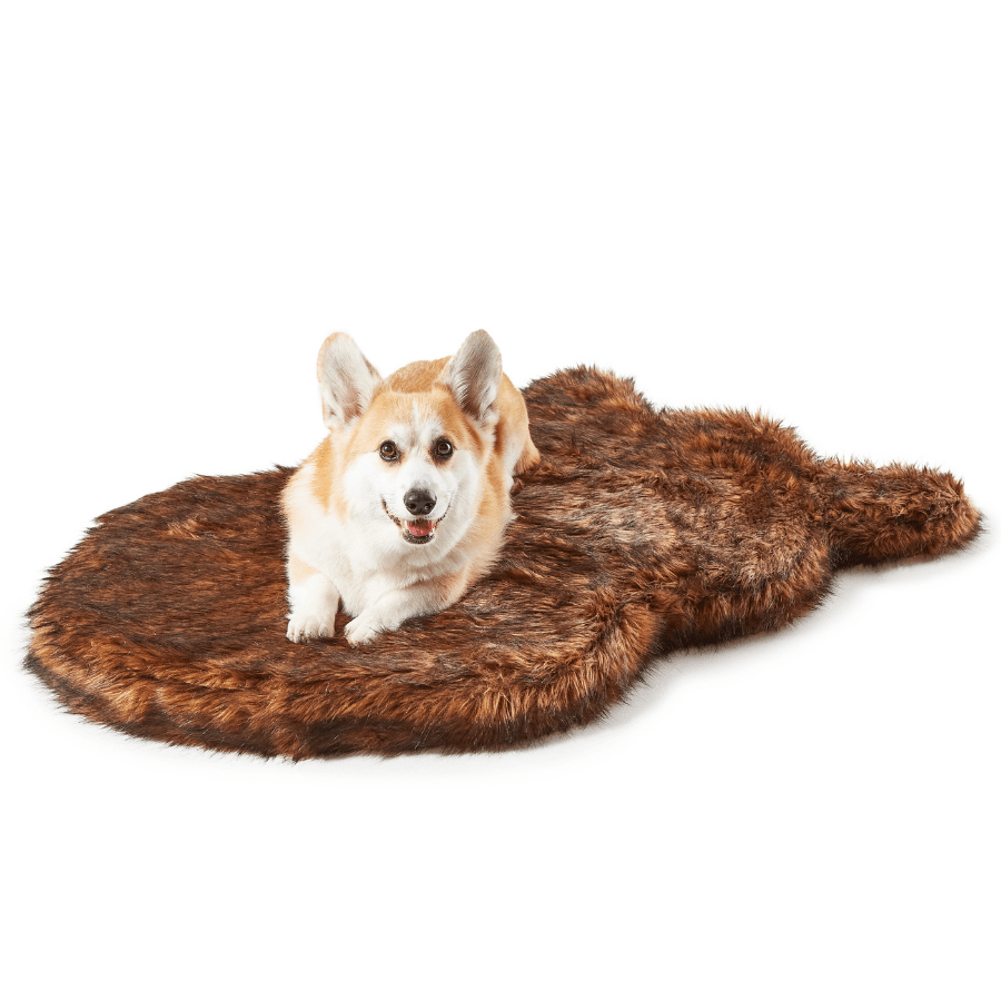 Puprug Faux Fur Orthopedic Dog Bed Curve Brown