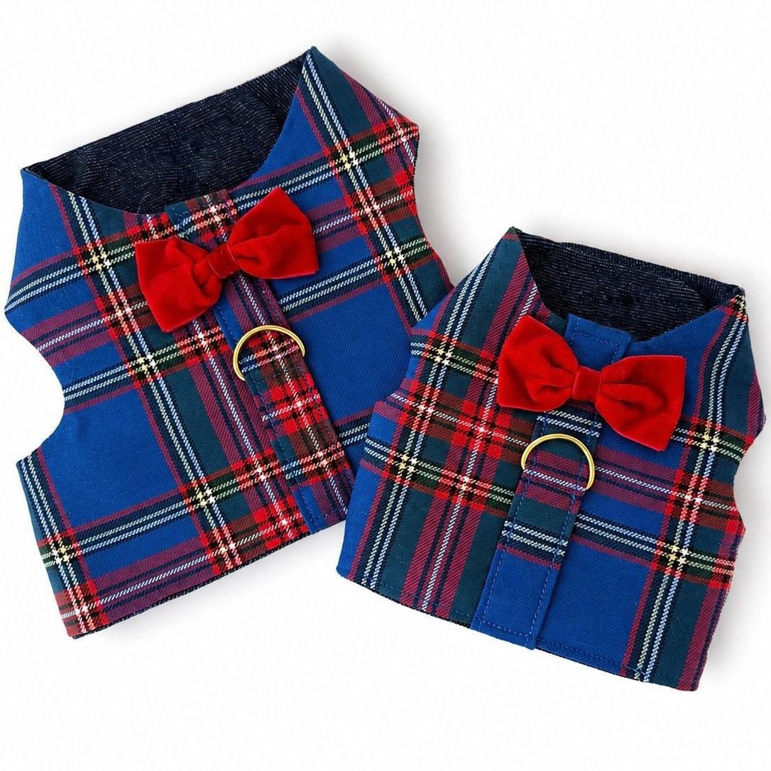 Heads or Tails Pup Red & Blue Plaid Dog Harness