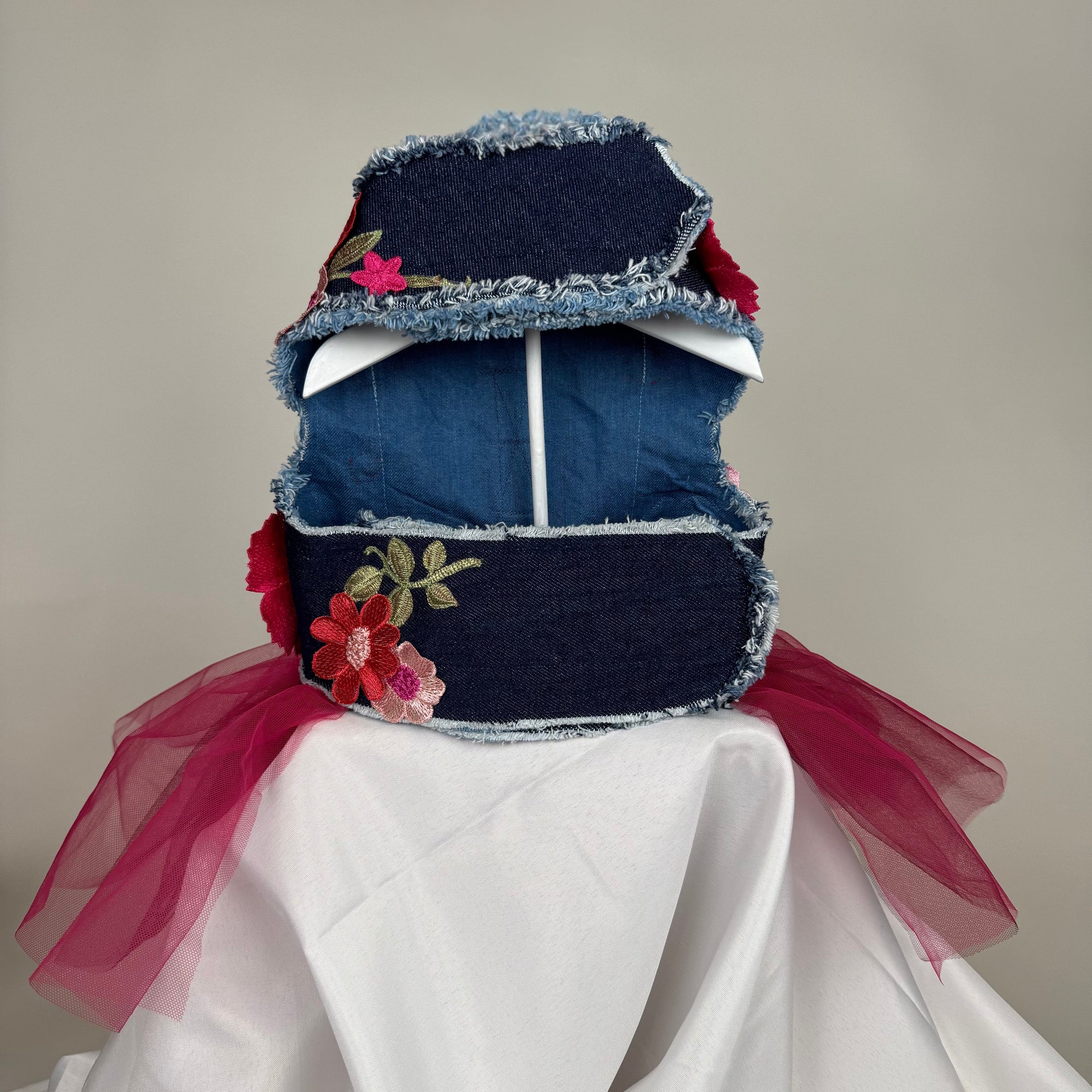 Heads or Tails Pup Raspberry Sorbet Bouquet Denim Dog Dress