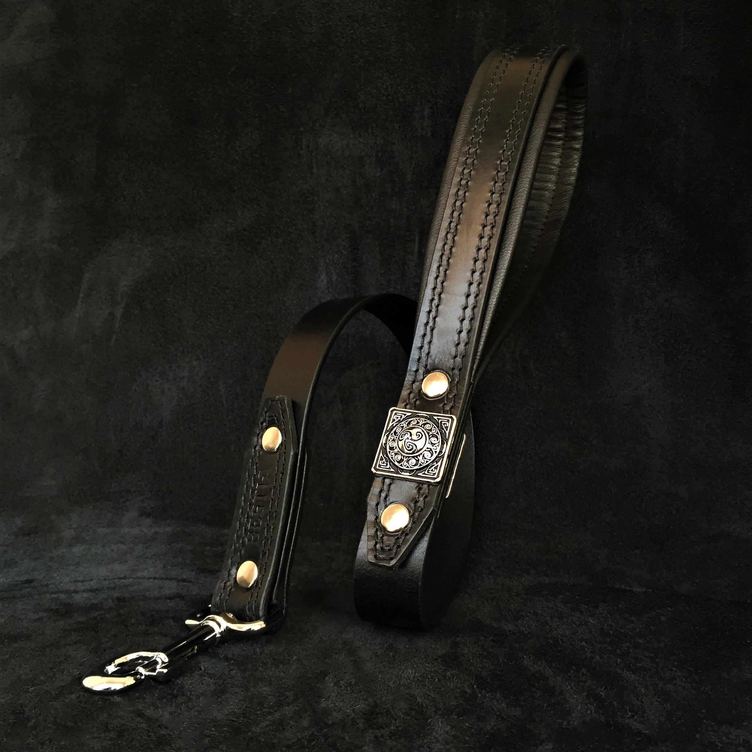 Bestia Dog Gear Genuine Leather Dog Harness - Black/M 