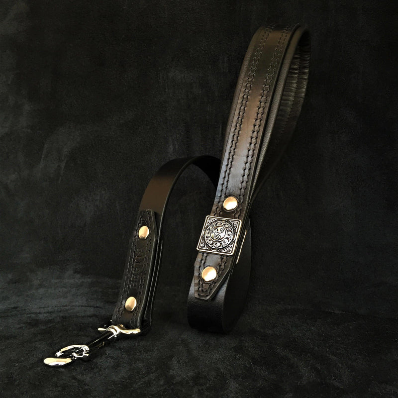 Bestia Dog Gear Genuine Leather Dog Collar - Black 