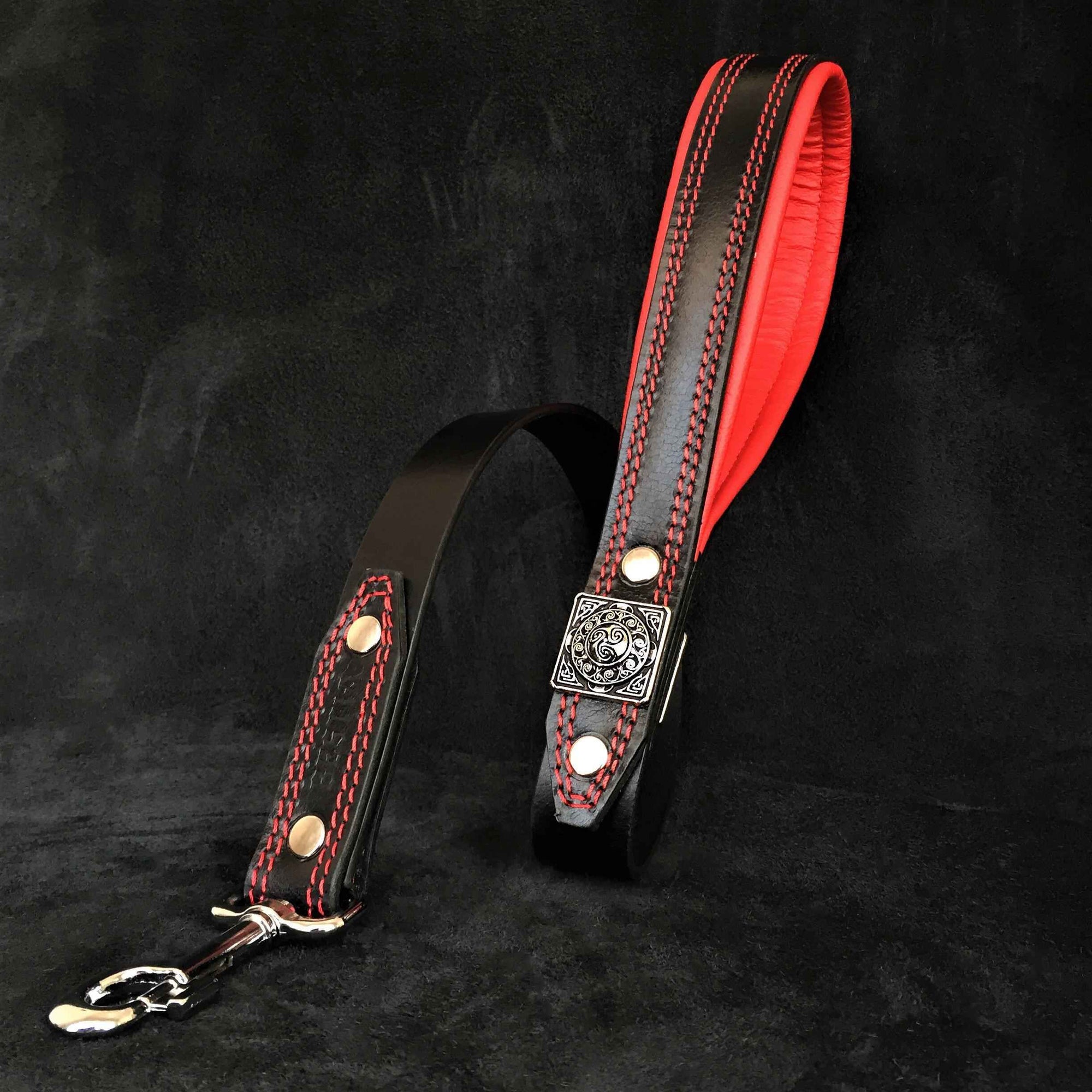 Bestia Eros Black & Red Leather Dog Leash