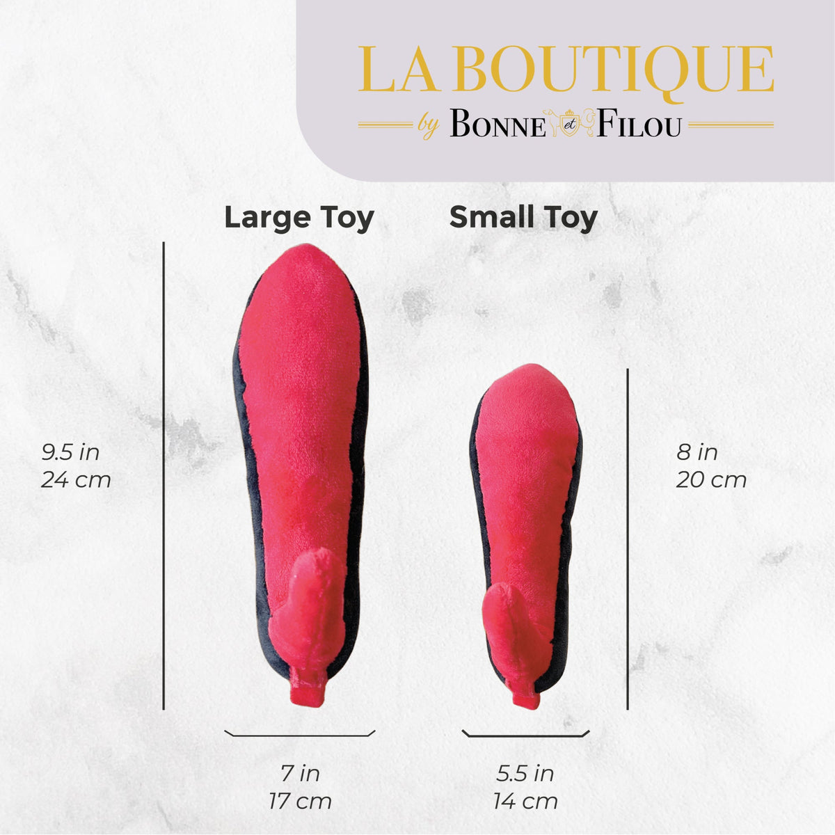 Bonne et Filou – Red Heel Squeaky Dog Shoe Toy