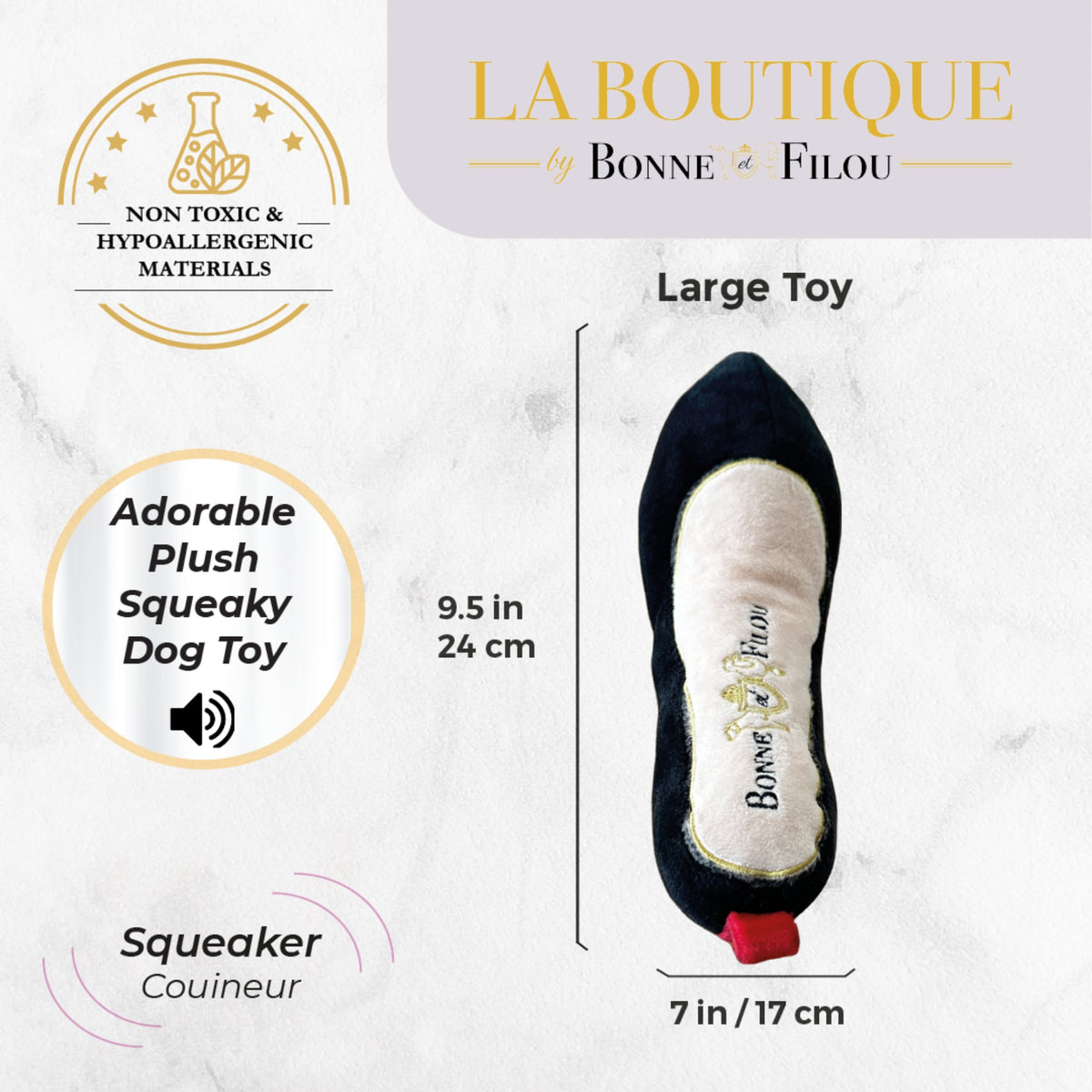 Bonne et Filou – Large French-Inspired Plush Squeaky Dog Toy Set