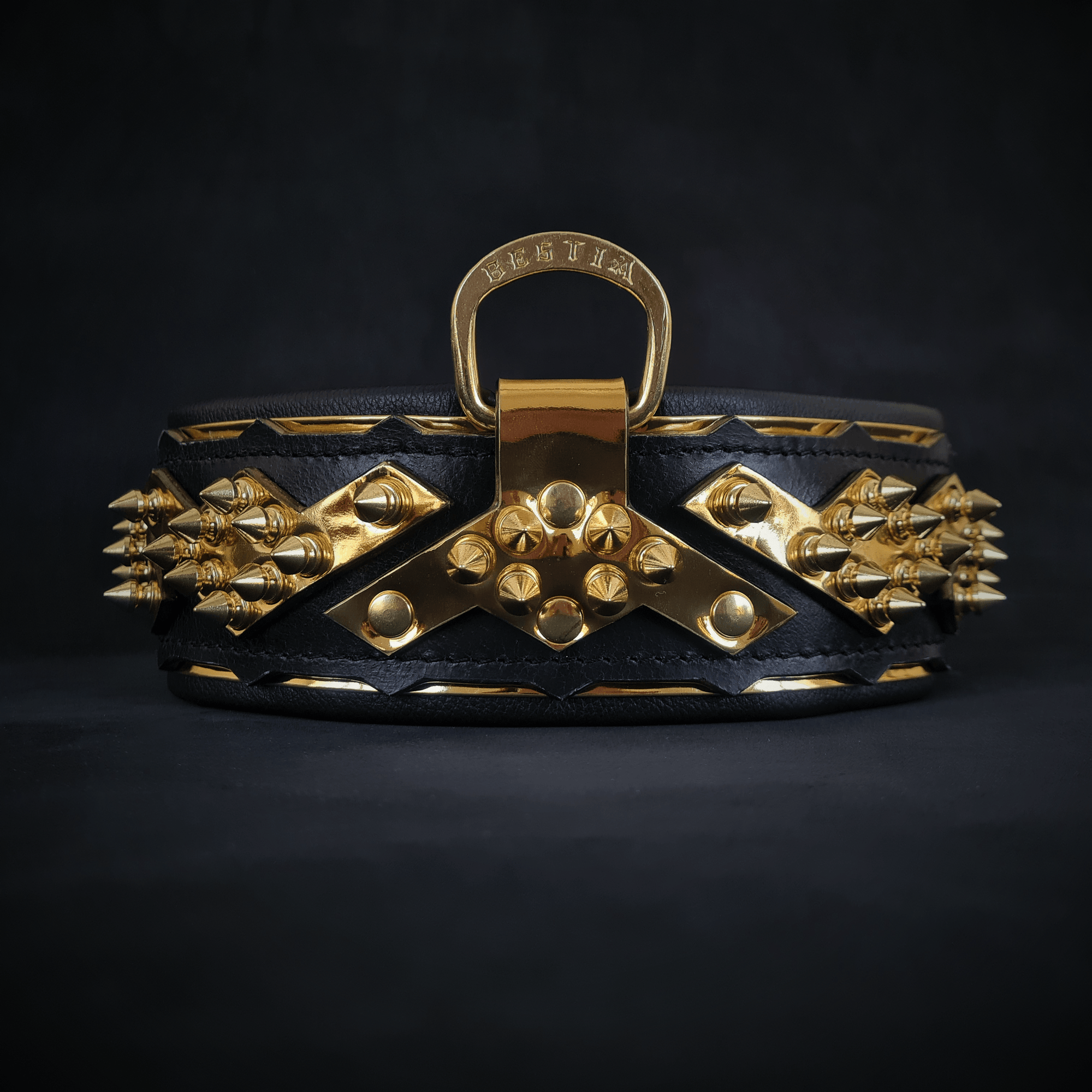 Bestia Midas Gold Leather Dog Collar