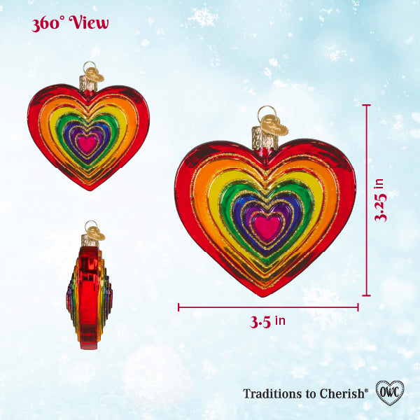 Old World Christmas: Rainbow Heart Christmas Ornament