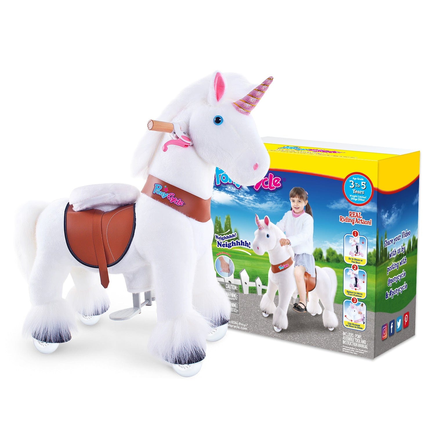 Model U Unicorn Ride-On Toy Age 3-4 White