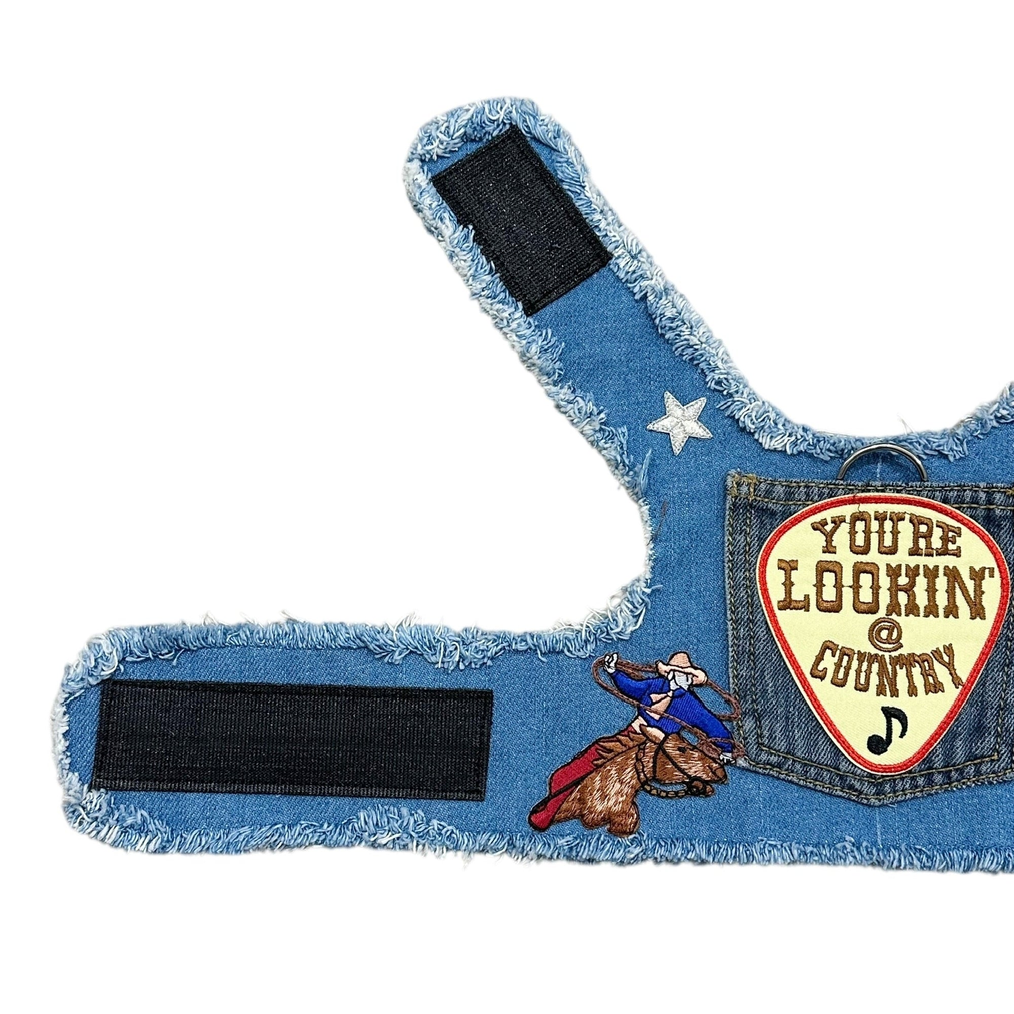 Heads or Tails Pup Country Denim Dog Harness