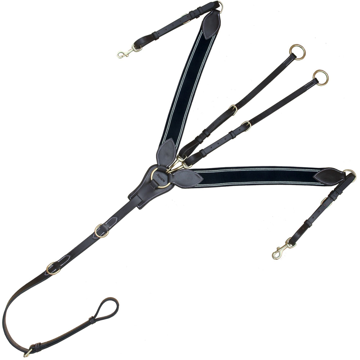ExionPro Wide Elastic 3 Point Breastplate - Navy Blue Elastic with White Lines - HT Animal Supply