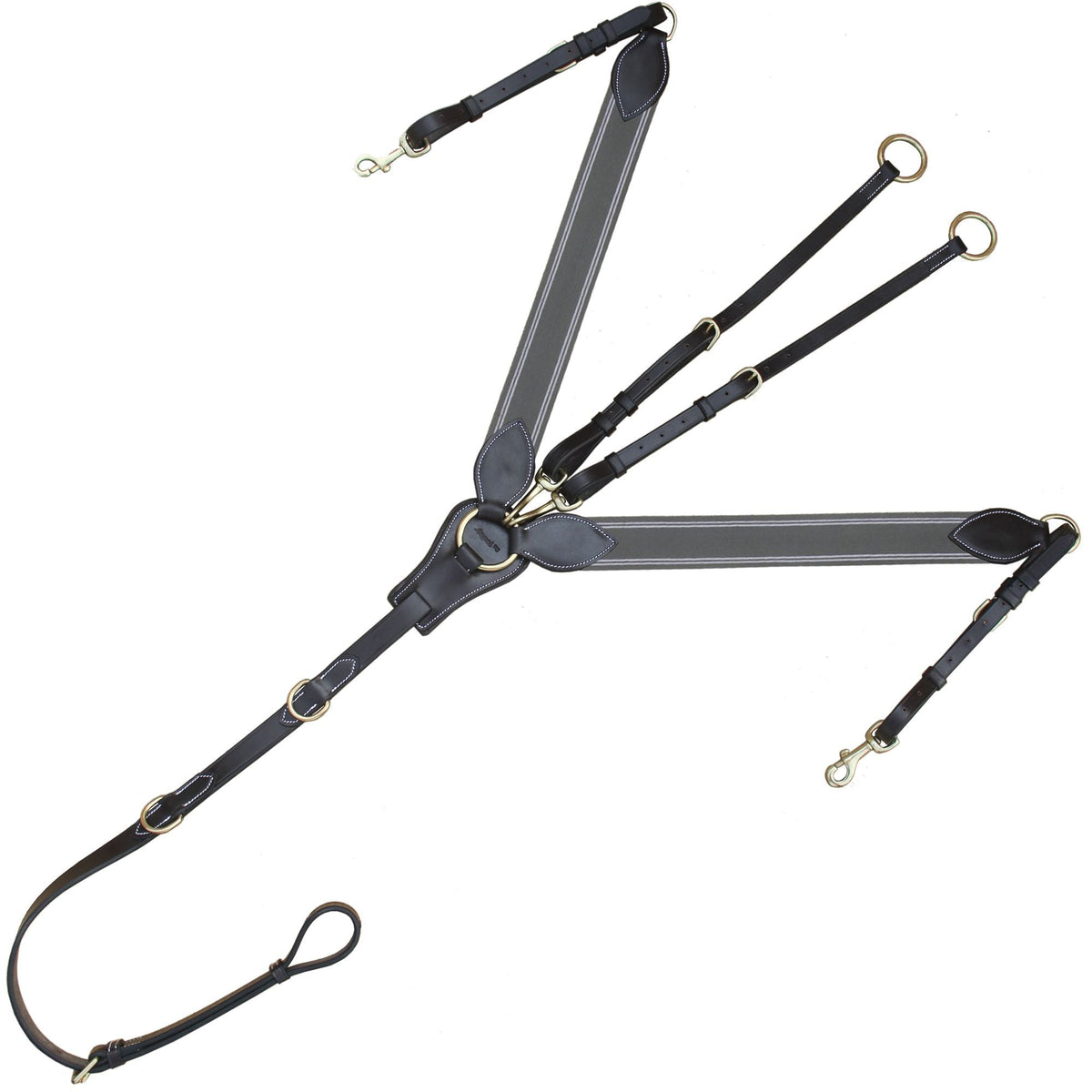 ExionPro Wide Elastic 3 Point Breastplate - Grey Elastic & White Lines - HT Animal Supply