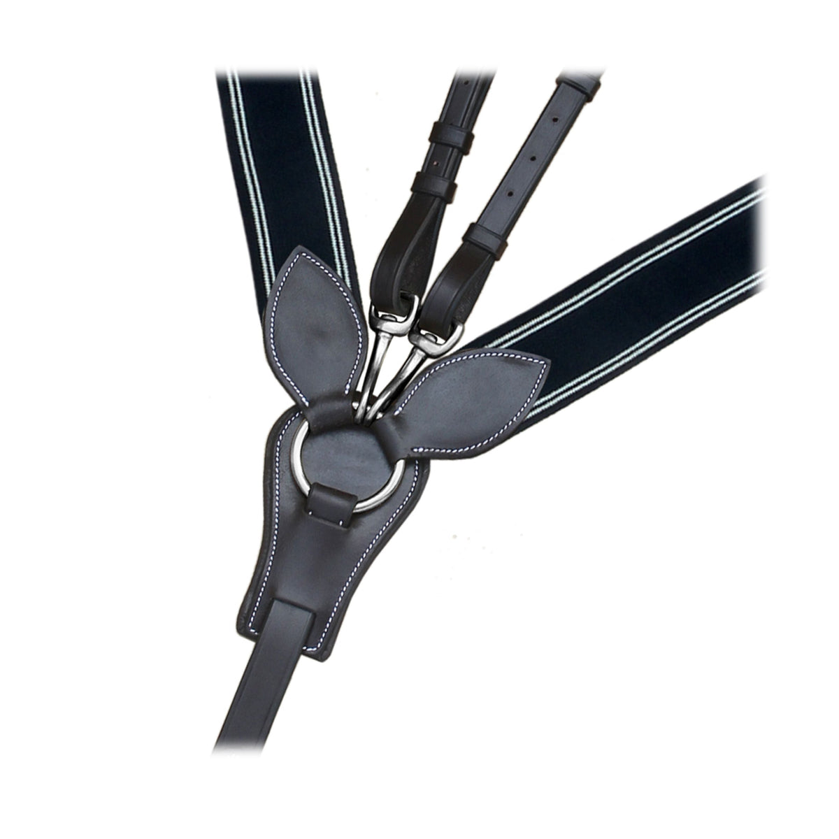 ExionPro Wide Elastic 3 Point Breastplate - Navy Blue Elastic with White Lines - HT Animal Supply
