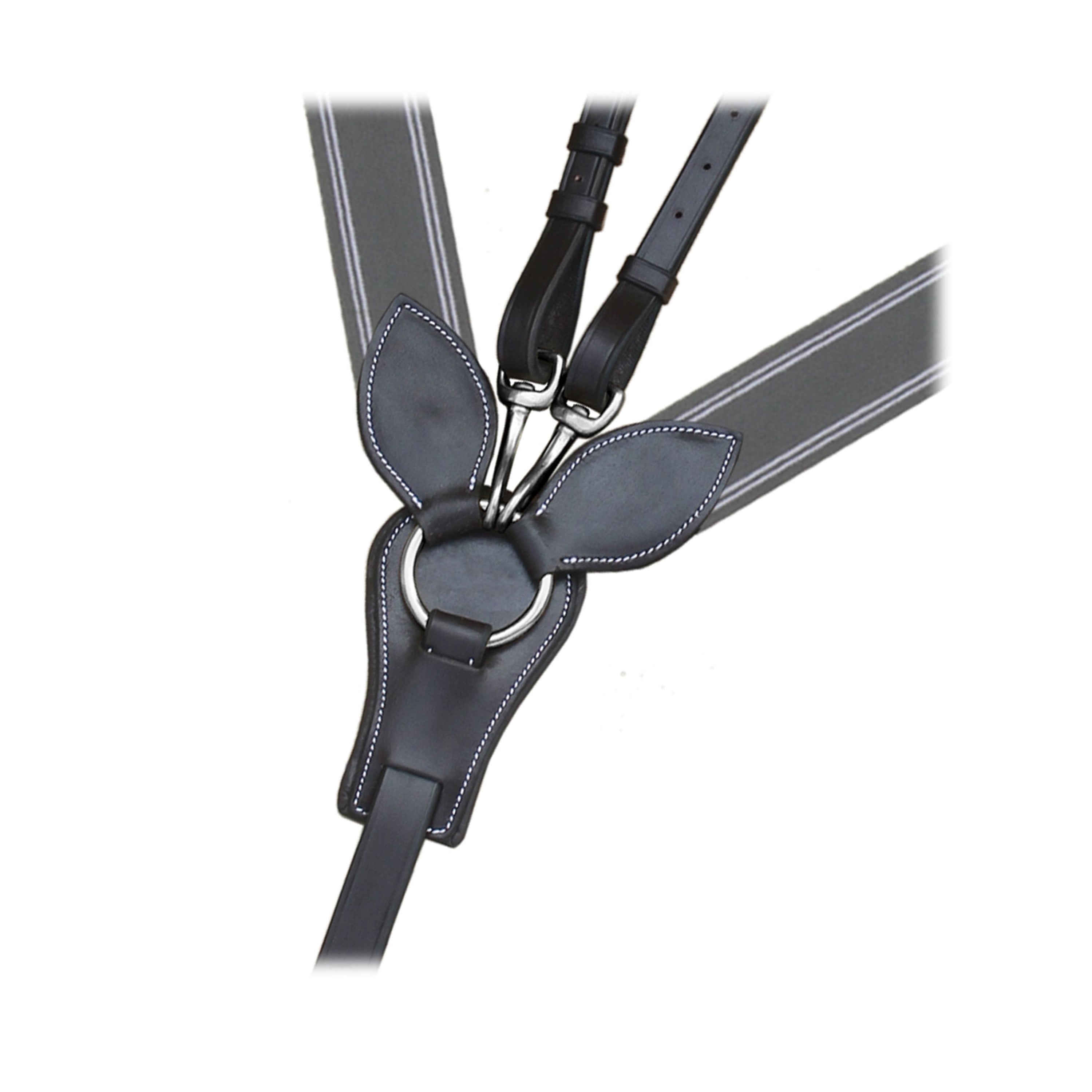 ExionPro Wide Elastic 3 Point Breastplate - Grey Elastic & White Lines - HT Animal Supply