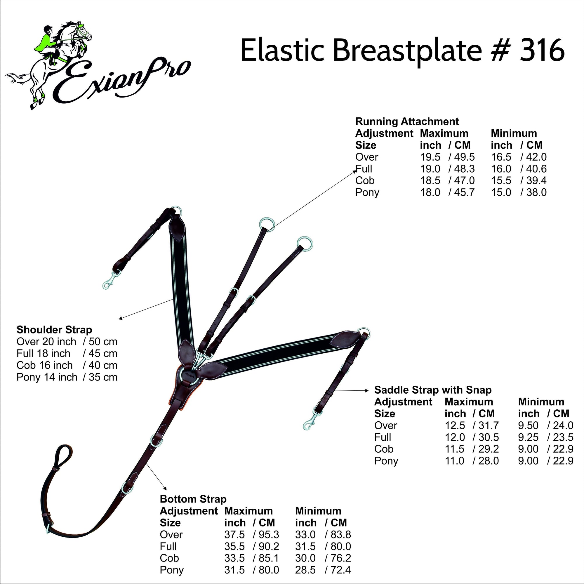 ExionPro Wide Elastic 3 Point Breastplate - Matching Elastic - HT Animal Supply