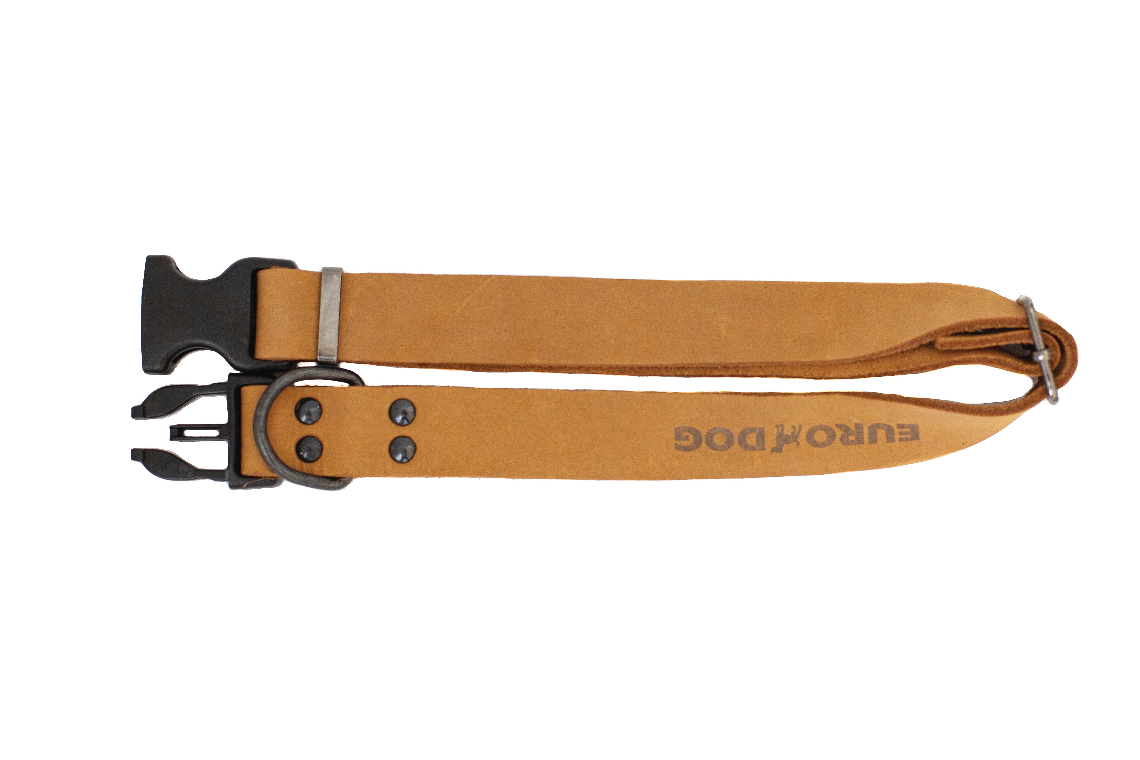 Sport Style Khaki Leather Dog Collar