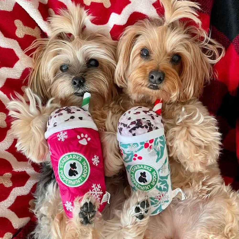 Haute Diggity Dog Starbarks Puppermint Mocha Holiday Cups Christmas Plush Dog Toy