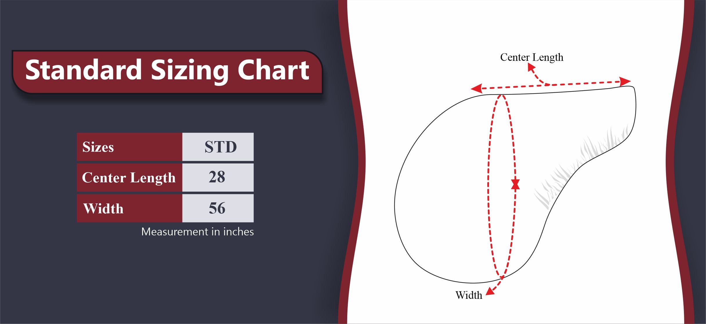 Lettia Dressage Saddle Cover Size Chart