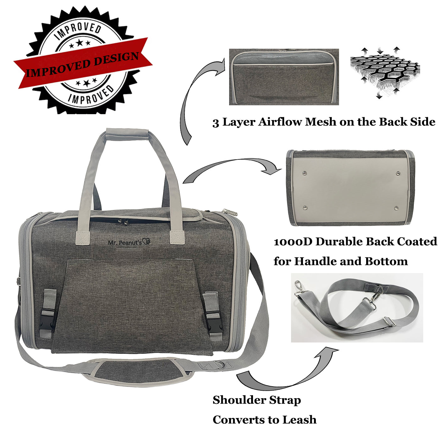 Mr. Peanuts Gold Series Standard Size Airline Compliant Expandable Pet Carrier