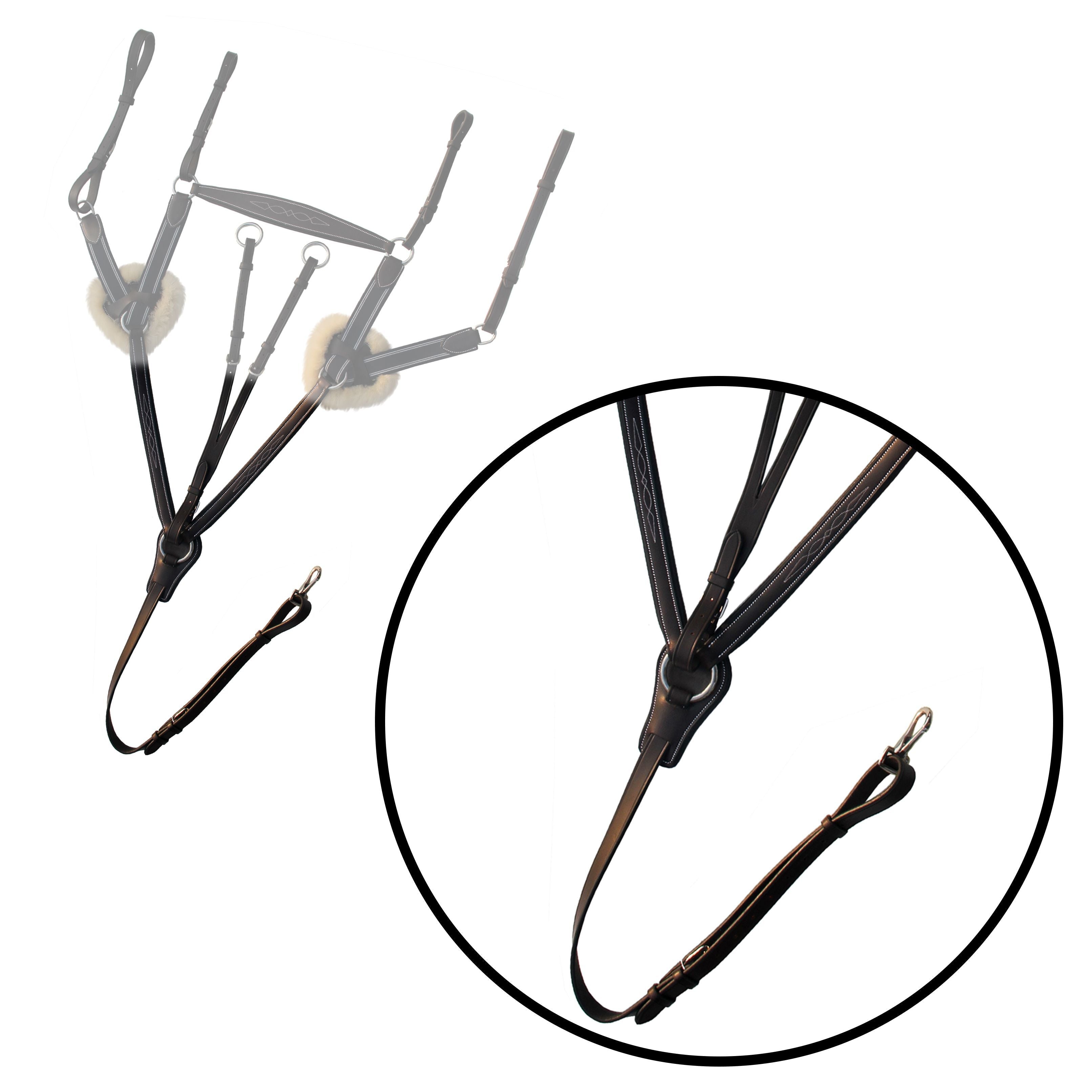 ExionPro 5 Point Breastplate with Sheepskin Padding - Navy Blue Elastic & White Lines