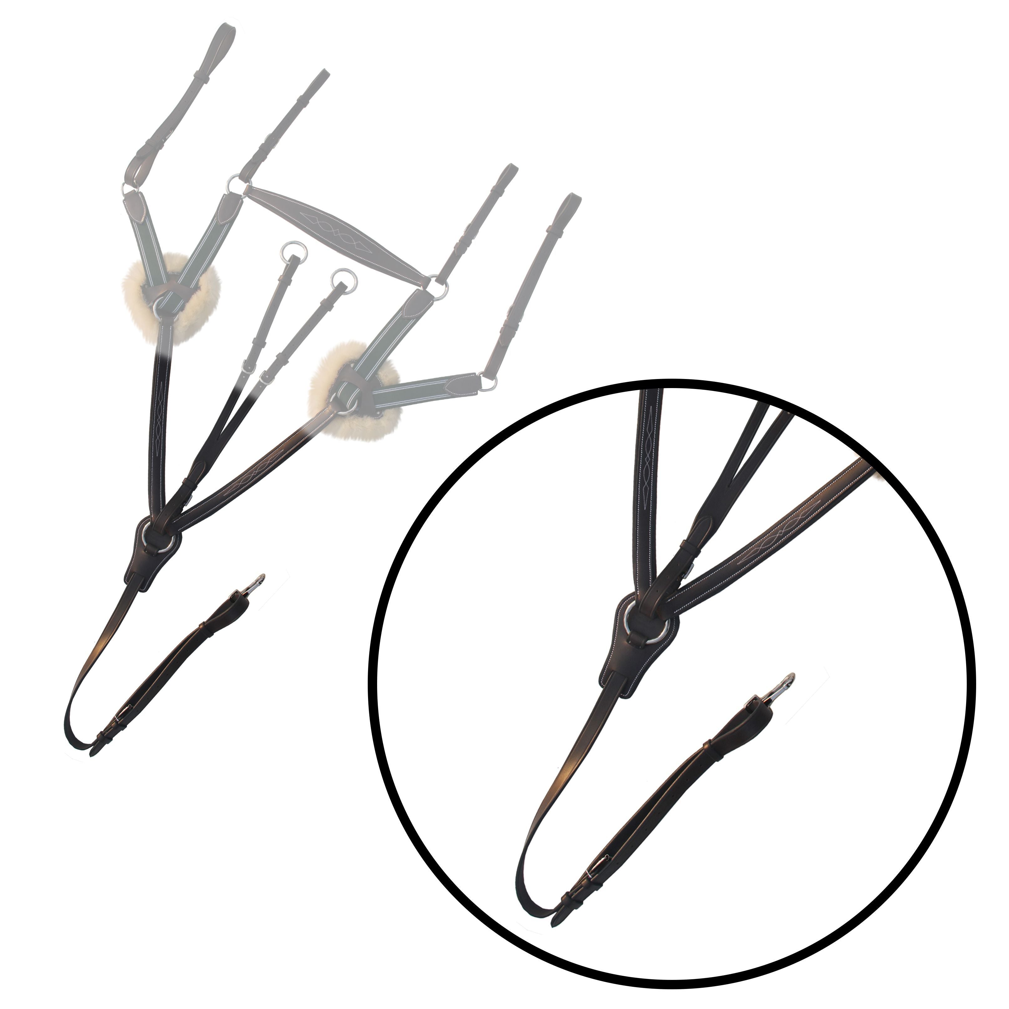 ExionPro 5 Point Breastplate with Sheepskin Padding - Green Elastic & White Lines