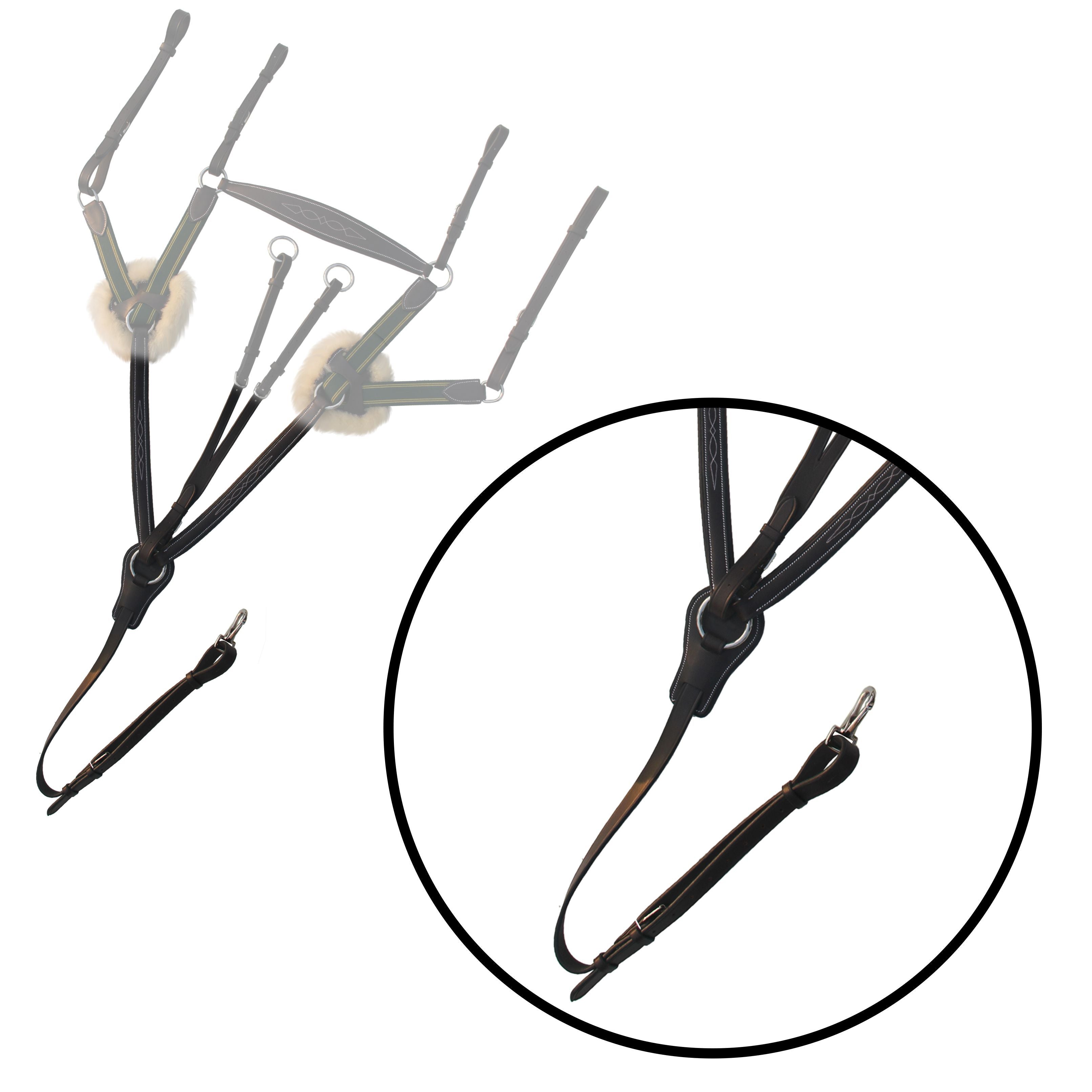 ExionPro 5 Point Breastplate with Sheepskin Padding - Green Elastic & Yellow Lines