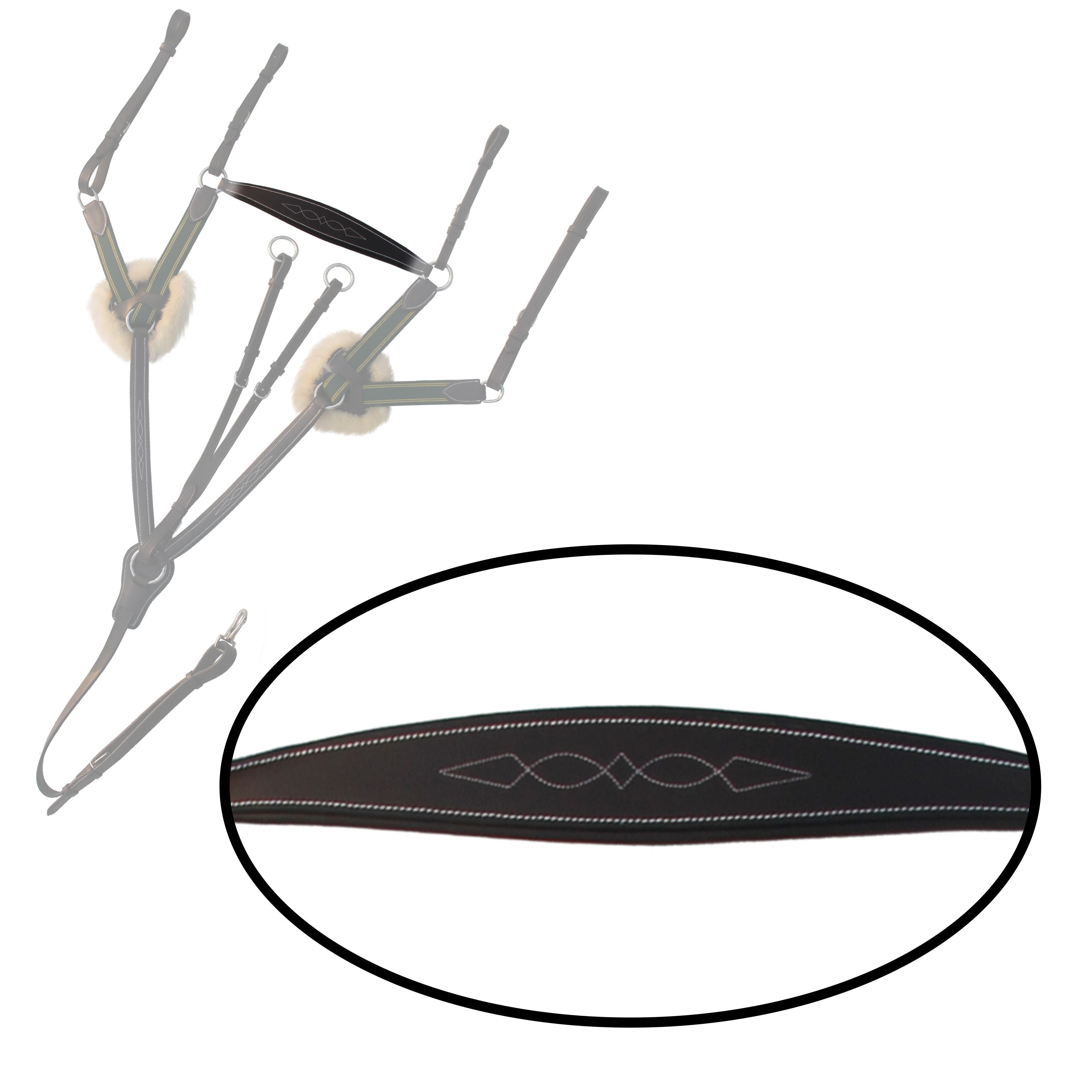 ExionPro 5 Point Breastplate with Sheepskin Padding - Green Elastic & Yellow Lines