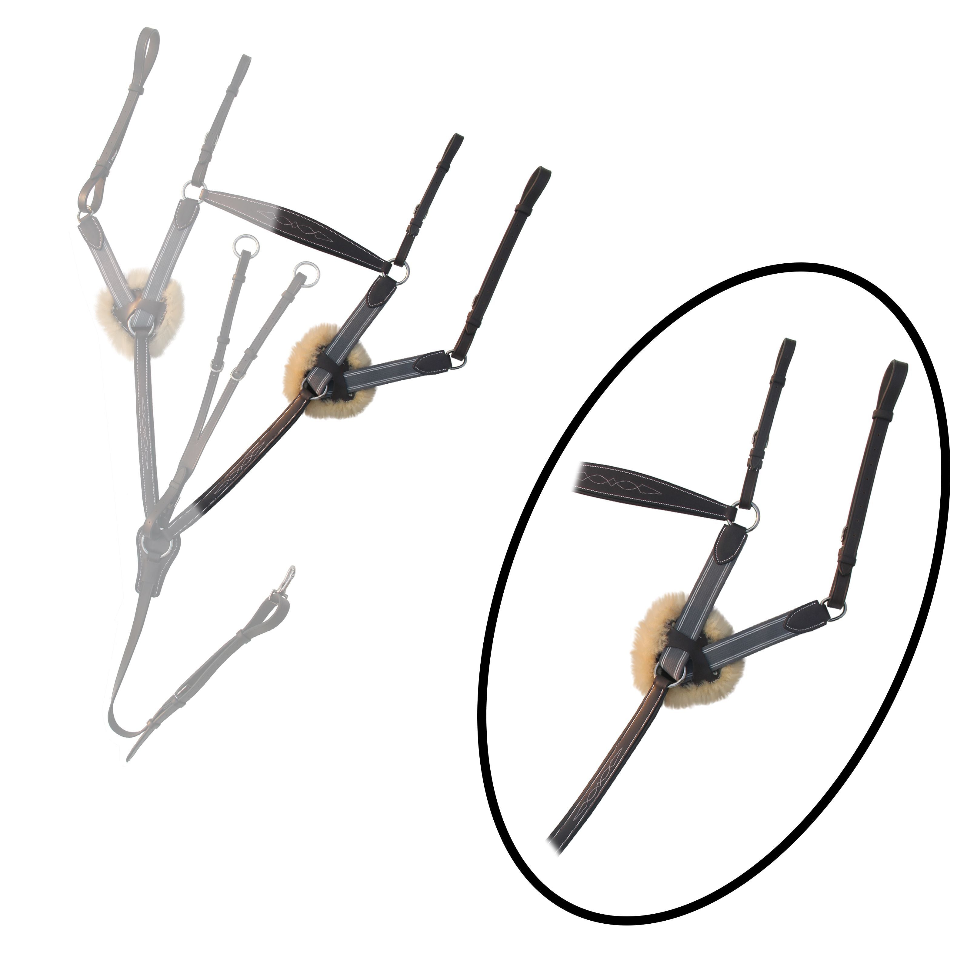 ExionPro 5 Point Breastplate with Sheepskin Padding - Grey Elastic & White Lines